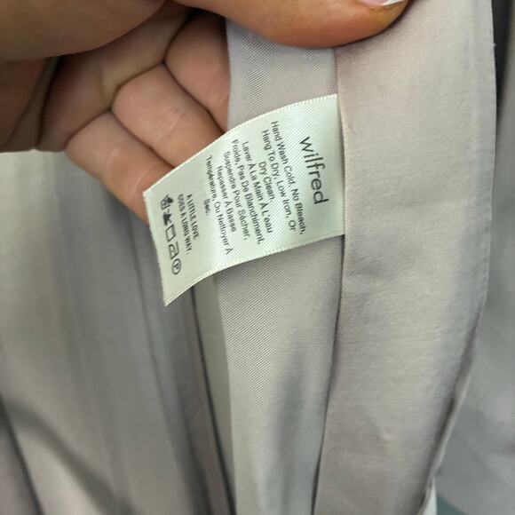 ARITZIA WILFRED Durante Jacket Kimono Satin Duster Cardigan Robe Lucite Taupe M - Picture 9 of 10